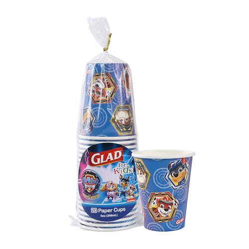 Glad for Kids Paw Patrol Paper Cups, 9 Oz, 20 Count - Sturdy & Soak-Proof