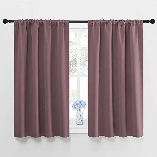 NICETOWN Blackout Curtains for Bedroom & Home, 2 Panels, 42x45 inches, Dry Rose, Thermal Insulated, Rod Pocket, One Pair