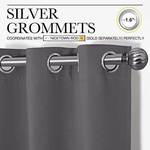 NICETOWN Grey Blackout Curtains - 34" W x 63" L Grommet Drapes, 2 Panels