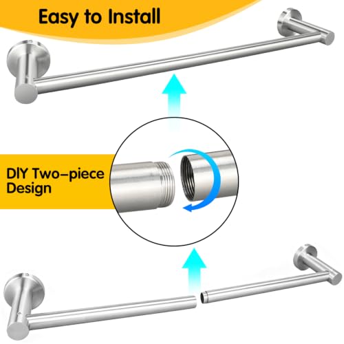 23 Inch Brushed Nickel Towel Bar - Wall Mounted Stainless Steel Design