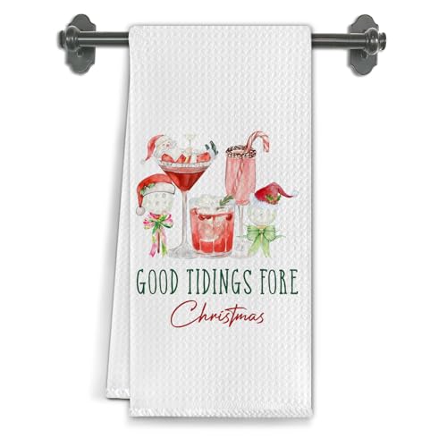 Golf Cocktail Christmas Kitchen Towels - Santa & Holiday Decor - 16x24 Inch