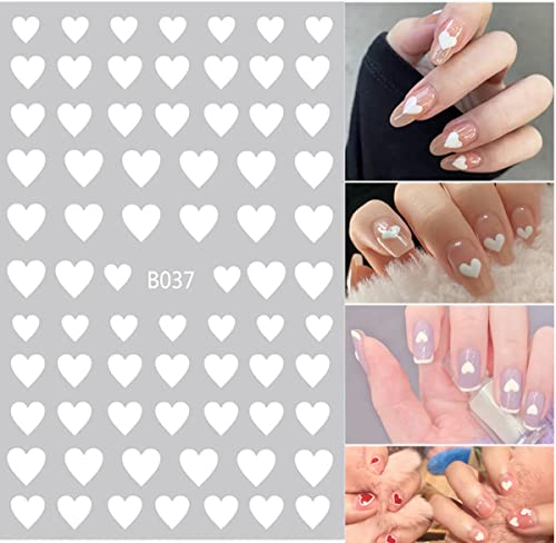 3D Heart Nail Art Stickers 8 Sheets Self-Adhesive Love Decals