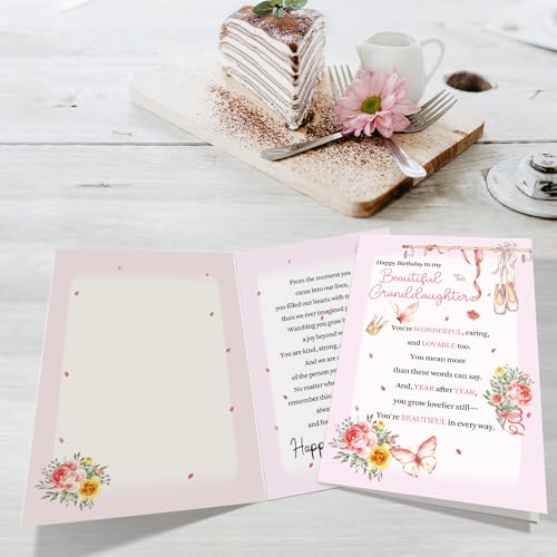 Granddaughter Birthday Card - Cute & Sweet Design - 8x5.3in