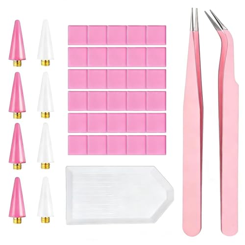 Nail Art Rhinestone Picker Tool Kit with Wax Tips and Tweezers