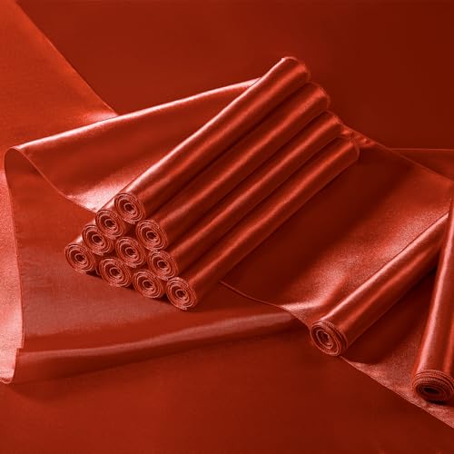 Manyshofu Rust Satin Table Runner 12x108 Inch 4 Pack