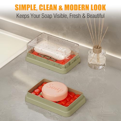Sage Green Minimalist Shampoo Bar Holder with Drain Tray