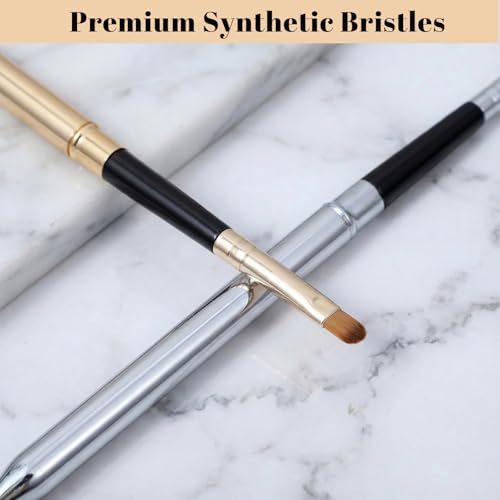 Sorcristy 2 Pcs Retractable Lip Brush with Cap for Travel Lipstick