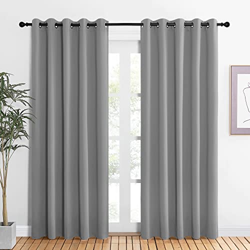 NICETOWN Thermal Insulated Blackout Curtains - Silver Grey, 60 x 84 Inch (2 Pack)