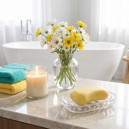 Cobee Clear Soap Dish with Drainage Tray - 2 Pack for Shower