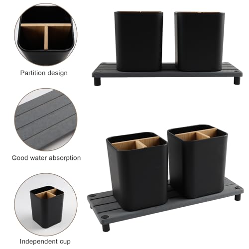 Yomjarl 2-Pack Electric Toothbrush Holder with Water Absorbing Stone Tray
