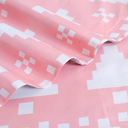 King Size Reversible Microfiber Duvet Cover Set with Zipper & Corner Ties - Pink & Grey