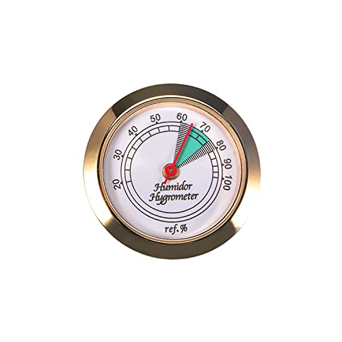 Gold Round Analog Hygrometer for Humidors - 1-3/4" Diameter
