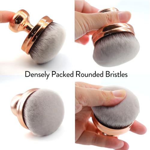 DRIPOO Round Kabuki Foundation and Self Tanner Brush - Rose Gold