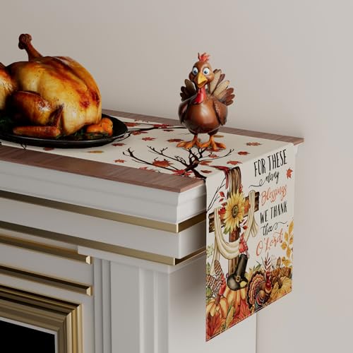 Thanksgiving Cross Table Runner 13x72 Inch - Festive Home Decor