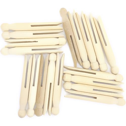 Hanobo Pack of 25 Wooden Clothespins - Classic Laundry & Craft Clips, 4.3 Inches