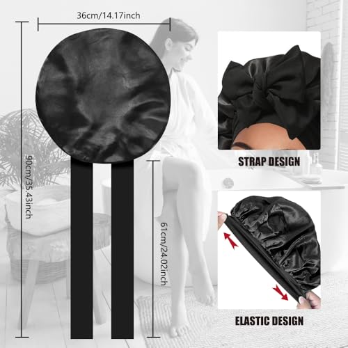 VOGTORY Double Layer Satin Sleep Bonnet with Tie Band for Curly Hair