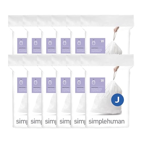simplehuman Code J Drawstring Trash Bags, 240 Count - 30-45L