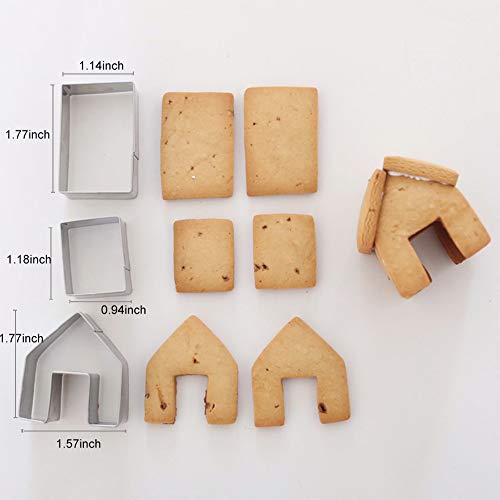 Mini Gingerbread House Cookie Cutters Set - Stainless Steel 3-Piece