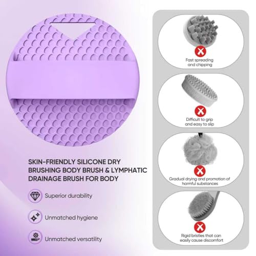 Silicone Body Scrubber, Zinc Infused Exfoliating Loofah - Purple