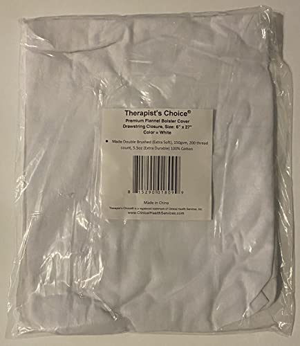 Premium Flannel Massage Bolster Cover, 6" x 27" - White