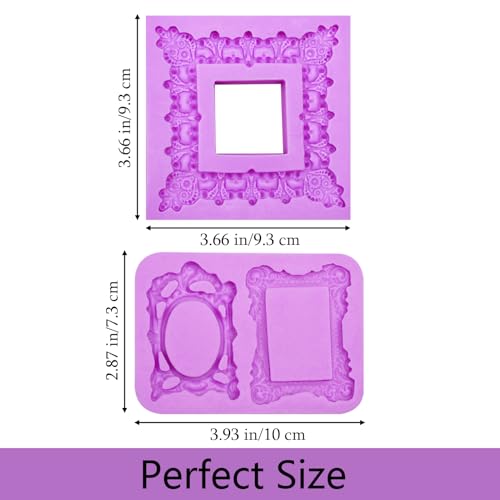 Silicone Picture Frame Molds Set - 2 Pack for Cake Decoration