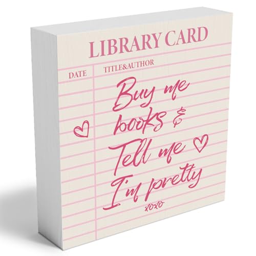 Buy Me Books & Tell Me I'm Pretty Wooden Box Sign, 5x5 Library Card Decor