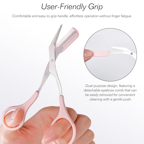 Kootinn 6-Piece Eyebrow Trimmer & Scissor Set with Comb - Stainless Steel