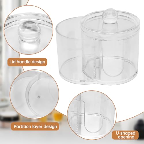 Acrylic Q Tip Holder with Dustproof Lid - Dual-Compartment Organizer