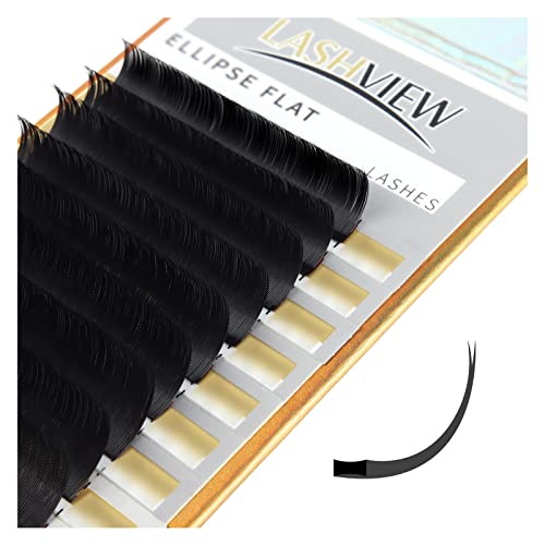 LASHVIEW Ellipse Flat Eyelash Extensions 0.20mm C Curl 14mm Black