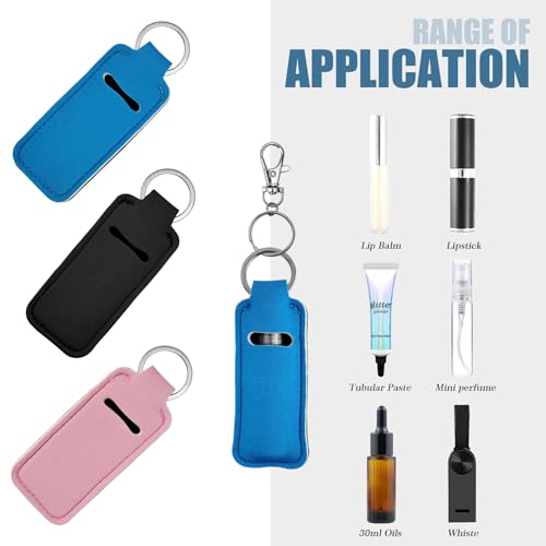 3 Pack Neoprene Chapstick Holder Keychains for Women Lip Balm