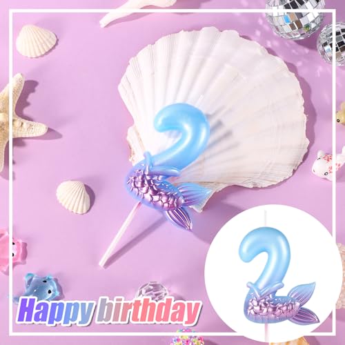 Blue Mermaid Number Birthday Candle - Cake Topper for Celebrations