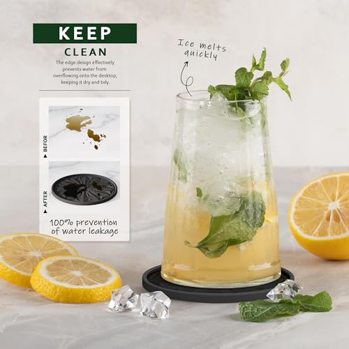 Lazebox Silicone Coasters Set of 8 - 4 Inch Non-Slip & Easy Clean