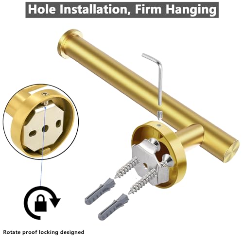 WOOPHEN Toilet Paper Holder, 6-Inch Modern Stainless Steel Roll Dispenser - Gold