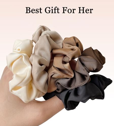 WENICER Ultra-Petite Satin Hair Scrunchies - 5 Pack Silk Hair Ties