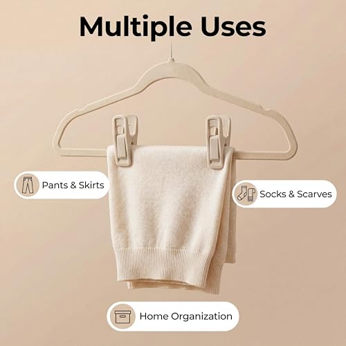 Velvet Hanger Clips for Slim Hangers - 20 Pack, Strong Grip for Clothes