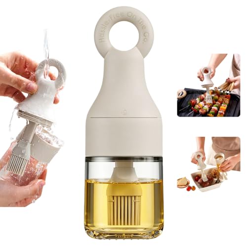 MMJ 150ml White Glass Oil Dispenser with Silicone Brush - Leak-Resistant