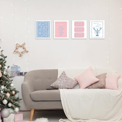 Coastal Preppy Beach Wall Art Prints Set of 4 8x10 Coastal Room Decor