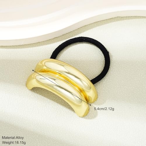Veloshine Gold Hair Ties Metal Geometric Hair Cuffs for Thick Hair