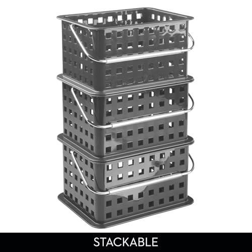 iDesign Stackable Shower Caddy Basket with Handle, Charcoal, Set of 3
