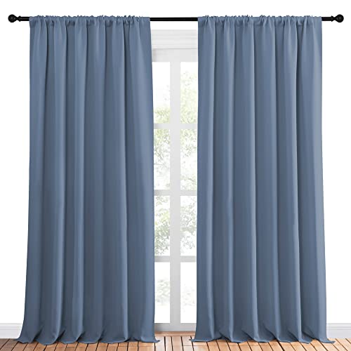 NICETOWN Blackout Curtains 70x95 Inch, Thermal Insulated Drapes - Stone Blue