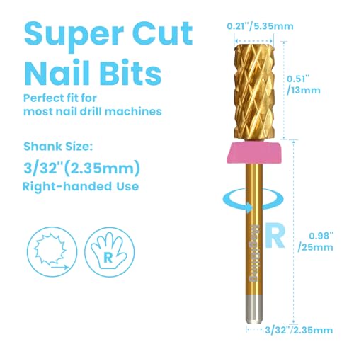 MagiBling Small Barrel Nail Drill Bit, Triple Coarse Tungsten Carbide E-File