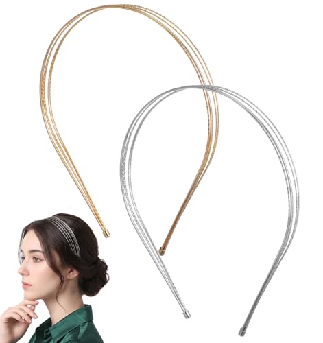 Metal Headbands 2-Pack - Thin Wire Minimalist Hair Accessories