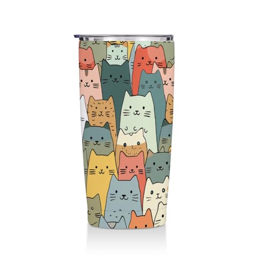 Multi 1354 Cute Cat 20 oz Insulated Stainless Steel Tumbler - Funny Cats