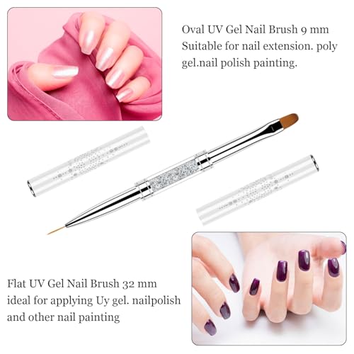 Double Ended Nail Builder Gel Brush Set 2Pcs - French Tip & Liner