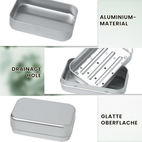 Gabrella 2 pcs Aluminum Travel Soap Container with Lid Self Draining Portable Bar Soap Holder for Bathroom Gym Camping