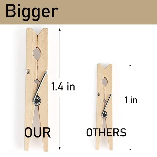 Mini Wooden Clothes Pins for Photos & Crafts, 1.4 Inch, 130 Pcs - Natural Birch