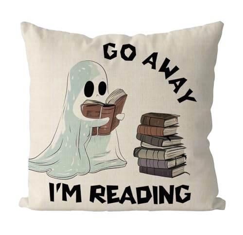 GAGEC Halloween 18x18 Inch Ghost Pillow Cover - Spooky Holiday Farmhouse Decor