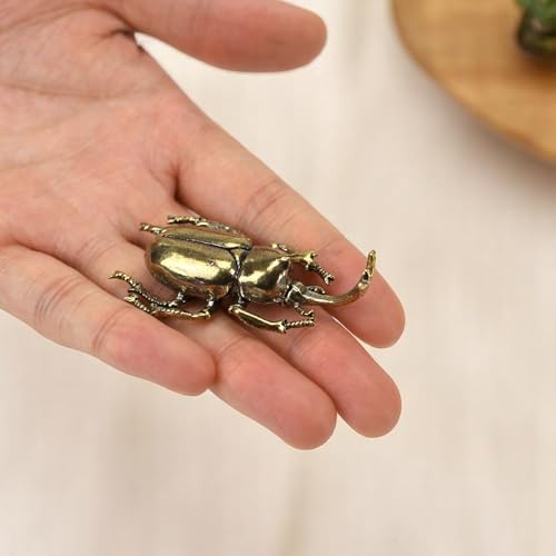 3-Piece Solid Brass Beetle Figurine Set for Home Decor