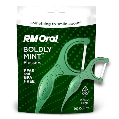 RM Oral Boldly Mint Dental Flossers 90 Count Shred-Resistant Picks