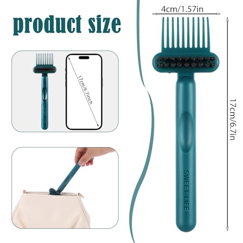 Qianyu 2-in-1 Hair Brush Cleaner Tool - Portable Comb Cleaner & Remover (Green)